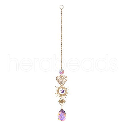 Cone Glass Big Pendant Decorations DJEW-PW0017-10C-1