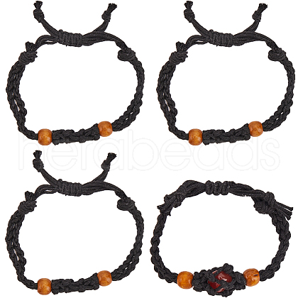 SUNNYCLUE 6Pcs Waxed Cotton Cord Braided Bracelets BJEW-SC0001-25-1