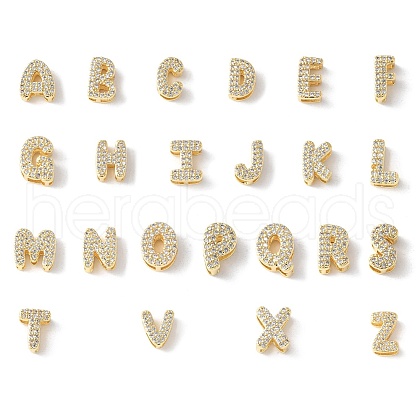 26Pcs 26 Styles Brass Micro Pave Clear Cubic Zirconia Initial Multi-strand Links KK-S520-01G-24-1