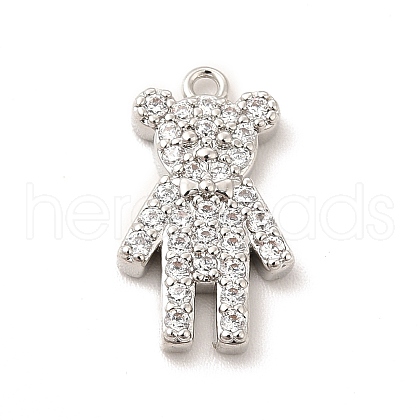 Rack Plating Brass Micro Pave Cubic Zirconia Pendants KK-P230-16P-1