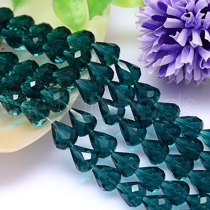 Faceted Teardrop Imitation Austrian Crystal Bead Strands G-M185-10x8mm-24A-1