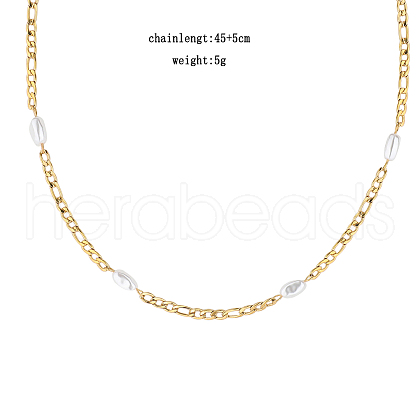 Stainless Steel & Imitation Pearl Link Chain Necklaces DO4707-1