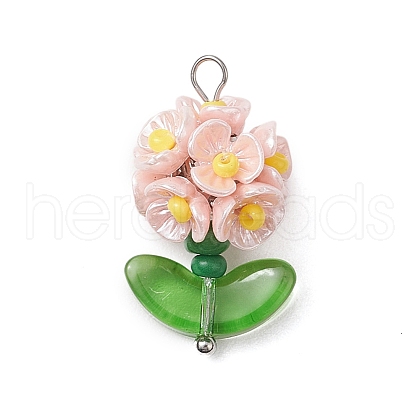 Glass Seed Beaded Flower Pendants PALLOY-MZ00521-01-1