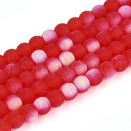 Frosted Transparent Glass Beads Strands GLAA-T032-T4mm-MBB09-1