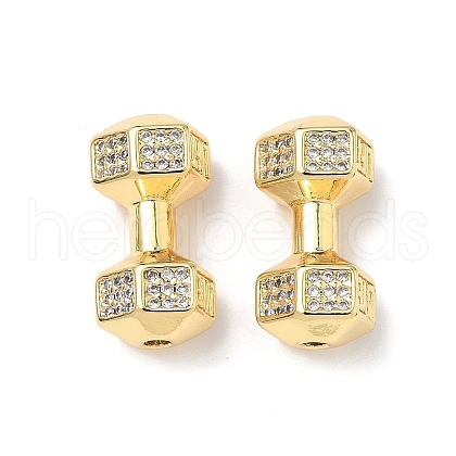 Brass Clear Cubic Zirconia Beads KK-Q068-11G-1
