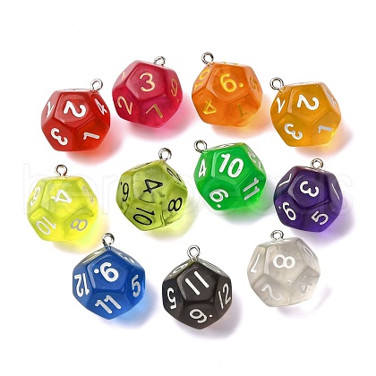12 Facets Transparent Resin Pendants RESI-S021-01C-1