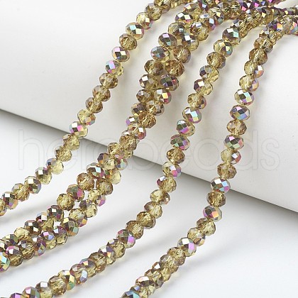 Electroplate Transparent Glass Beads Strands EGLA-A034-T3mm-R10-1