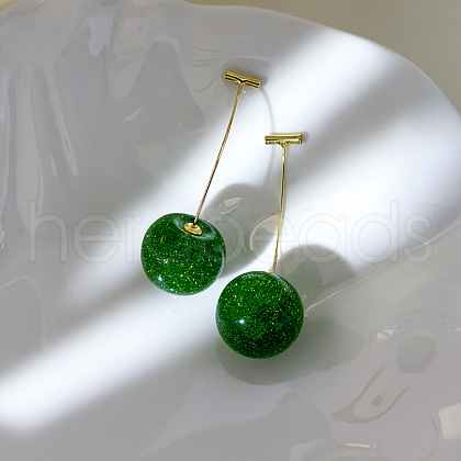 Zinc Alloy Resin Cherry Stud Earrings ZW7024-5-1
