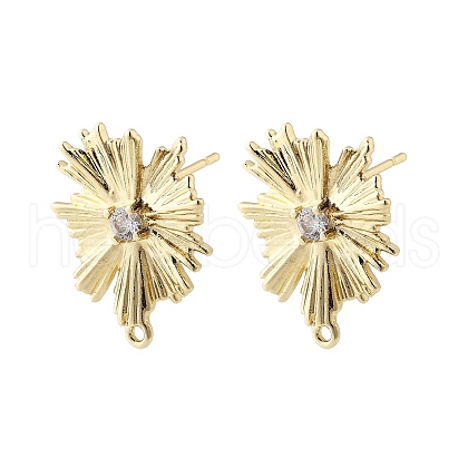 Brass Micro Pave Cubic Zirconia Stud Earring Findings KK-K371-39G-1