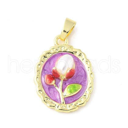 Brass Enamel Pendants KK-Z101-09G-E02-1
