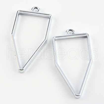 Rack Plating Alloy Polygon Open Back Bezel Pendants X-PALLOY-S047-10D-FF-1