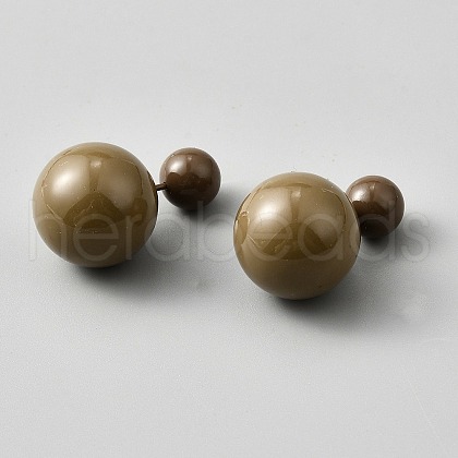Plastic Round Stud Earrings EJEW-WH0001-75B-1