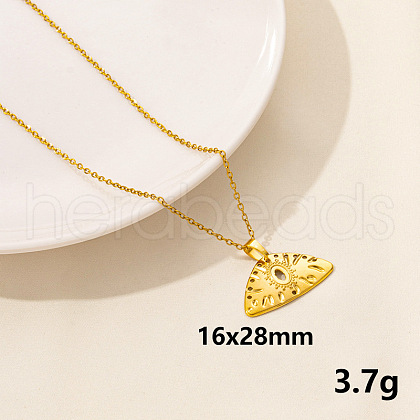 Stainless Steel Triangle with Evil Eye Pendant Necklaces HK0528-10-1
