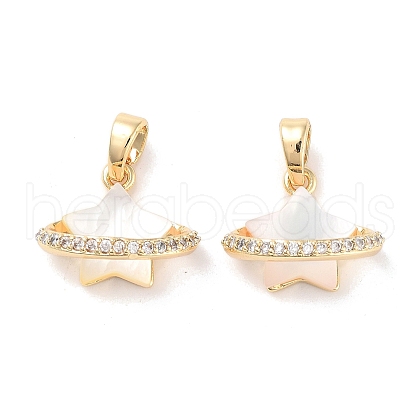 Brass Micro Pave Clear Cubic Zirconia Pendants KK-B102-29G-1