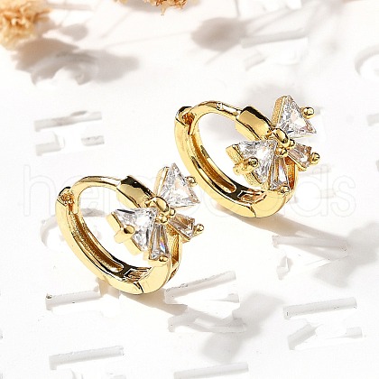 Bowknot Brass Hoop Earrings EJEW-S256-02A-G-1