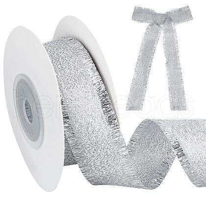 10 Yards Polyester Ribbons with Fringe Edge OCOR-WH0070-120A-1