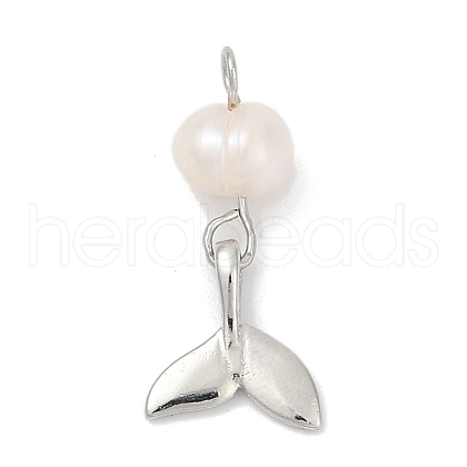 Natural Cultured Freshwater Pearl & Brass Pendants KK-U062-15P-1