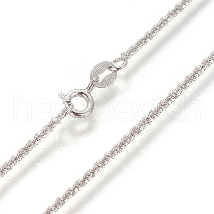 Anti-Tarnish Rhodium Plated 925 Sterling Silver Chain Necklaces STER-L059-12A-1