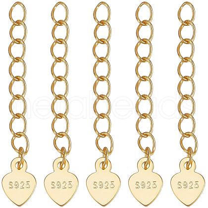 Beebeecraft 10Pcs 925 Sterling Silver Curb Chain Extenders STER-BBC0007-94A-1