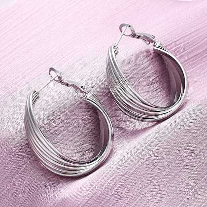 Brass Twist Hoop Earrings EJEW-R025-30P-1