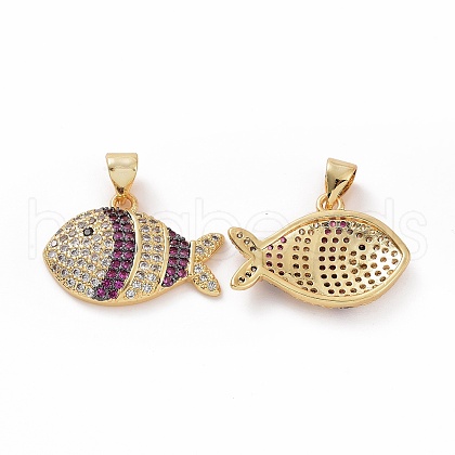 Brass Micro Pave Clear Cubic Zirconia Pendants ZIRC-F135-02G-03-1