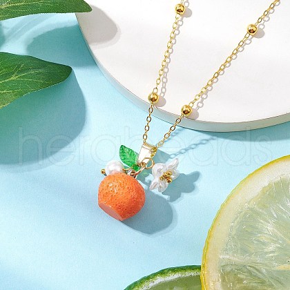 Resin Fruit Pendant Necklaces NJEW-JN05204-06-1