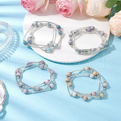 Electroplated Glass Stretch Bracelets BJEW-JB11614-1
