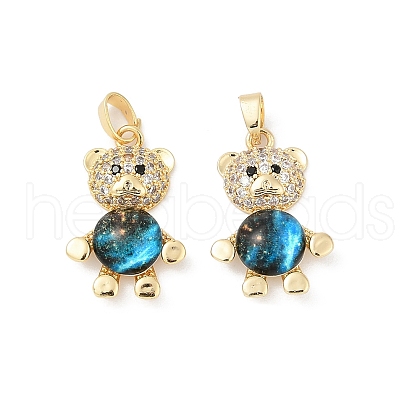 Brass Micro Pave Clear Cubic Zirconia Pendants KK-R213-07G-01-1