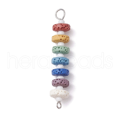 10Pcs Dyed Natural Lava Rock Connector Charms PALLOY-JF02546-03S-1