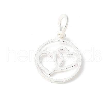 925 Sterling Silver Ring with Double Heart Charms STER-R012-05S-1