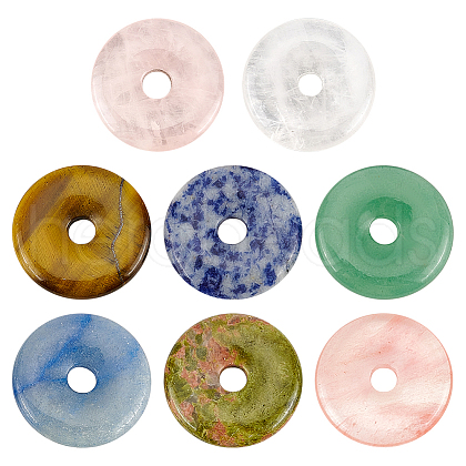 BENECREAT 8Pcs 8 Styles Mixed Gemstones Pendants G-BC0001-55-1
