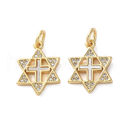 Brass Micro Pave Cubic Zirconia Pendants KK-U070-32G-1