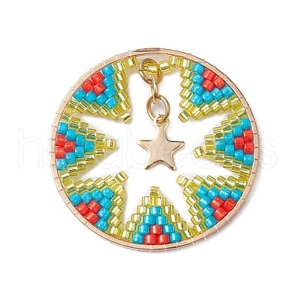 Seed Beads Beaded Charms PALLOY-MZ00340-1