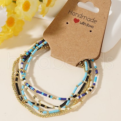 5Pcs Chic Handmade Rainbow Color Glass Seed Beaded Summer Stretch Bracelet Sets ZO8198-2-1