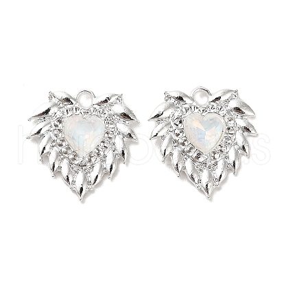 Rack Plating Alloy Rhinestones Pendants PALLOY-D028-03C-S-RS-1