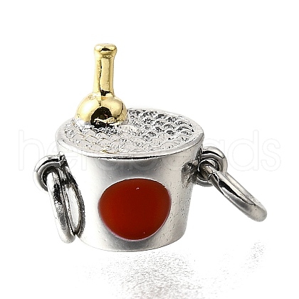 Brass Enamel Champagne Bucket Connector Charms KK-V007-40GP-02-1