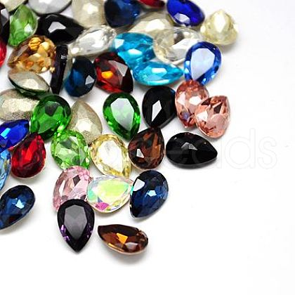Glass Pointed Back Rhinestone Cabochons RGLA-A008-10x14mm-M-1