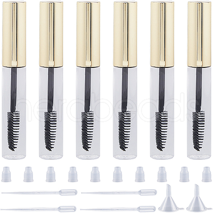 Gorgecraft 10Pcs DIY Plastic Empty Eyelash Bottle with 4Pcs 2ml Disposable Plastic Dropper with 2Pcs Mini Transparent Plastic Funnel Hopper MRMJ-GF0001-53B-1
