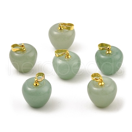 Natural Green Aventurine Teacher Apple Charms G-Z022-02N-G-1