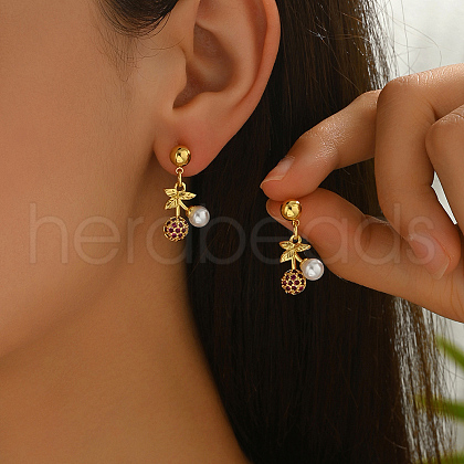 Brass Dangle Stud Earrings JI9518-5-1