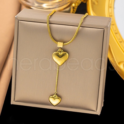 304 Stainless Steel Pendant Necklaces NJEW-P302-01G-1