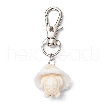 Synthetic Turquoise & Shell Pendant Decorations HJEW-JM03178-02-1
