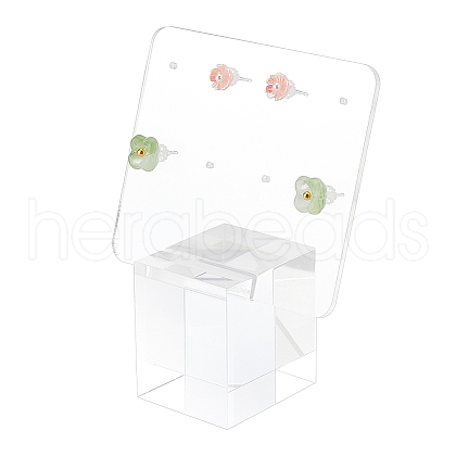 Acrylic Earring Display Stands Cube EDIS-WH0032-16B-1