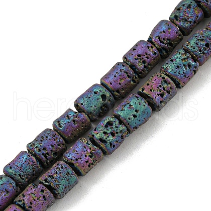 Electroplated Natural Lava Rock Beads Strands X-G-Z032-J04-12A-1