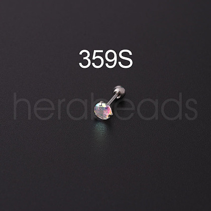 316L Surgical Stainless Steel Clear AB Cubic Zirconia Flat Round Cartilage Earrings WGE6C84-12-1