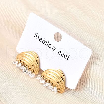 Nuggets 304 Stainless Steel Dangle Stud Earrings EJEW-D315-06G-1