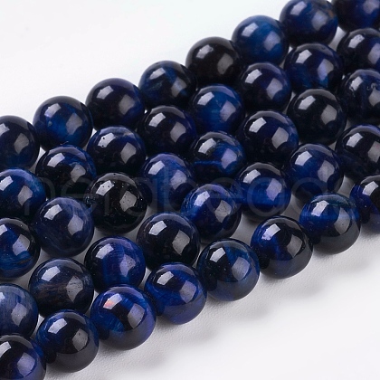 Natural Blue Tiger Eye Beads Strands G-G099-6mm-13-1