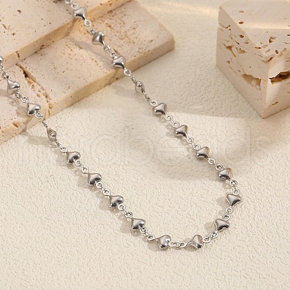 Elegant Vintage Hollow Stainless Steel Link Chain Necklaces for Women WE8601-3-1