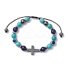 Synthetic Turquoise Braided Bead Bracelets for Women Men BJEW-JB11138-03-1