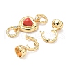 Heart Brass Micro Pave Clear Cubic Zirconia Fold Over Clasps KK-U059-42G-2